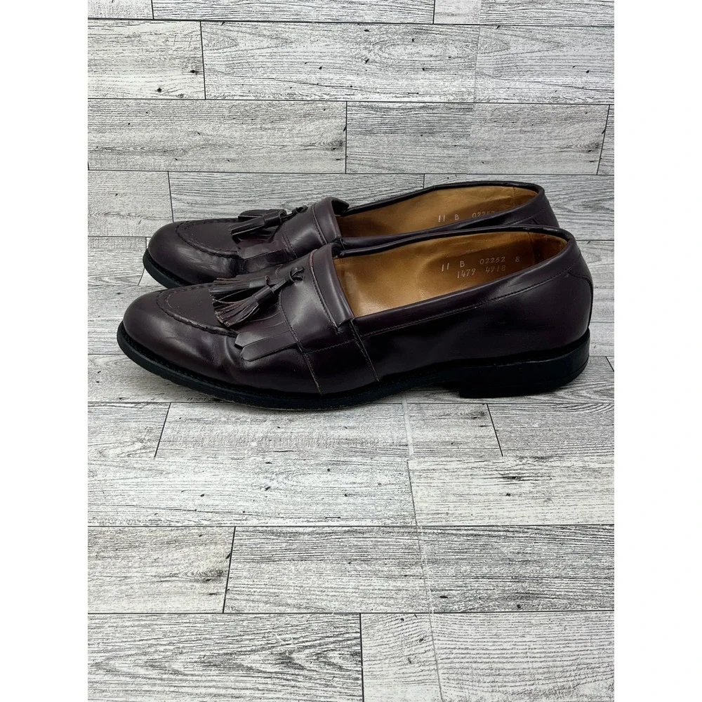 Allen Edmonds Newport Men Sz 11B Burgundy Leather Kiltie Tassel Loafers USA Made